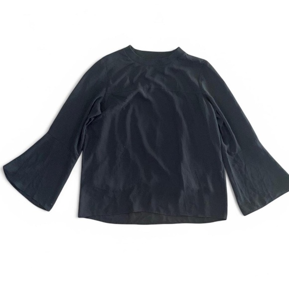 Black Zara Chiffon Top with Bell Sleeves - Picture 5 of 8